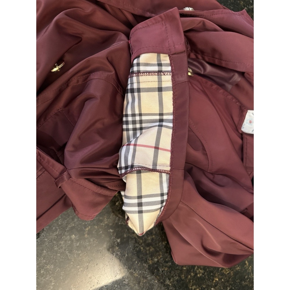 Massimo‎ Dutti Maroon Burgundy Trench Coat Women's X-Large Designer - Picture 10 of 14